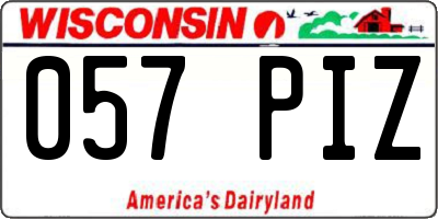 WI license plate 057PIZ