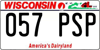 WI license plate 057PSP