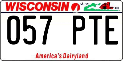WI license plate 057PTE