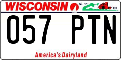 WI license plate 057PTN