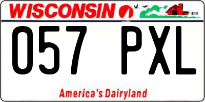 WI license plate 057PXL