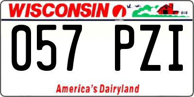 WI license plate 057PZI
