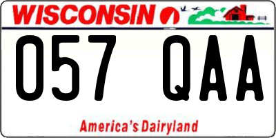 WI license plate 057QAA