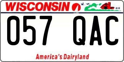 WI license plate 057QAC