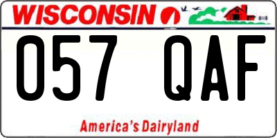 WI license plate 057QAF