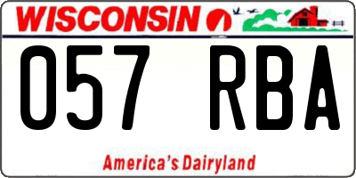 WI license plate 057RBA