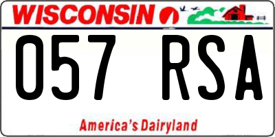 WI license plate 057RSA
