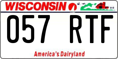 WI license plate 057RTF