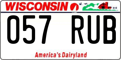 WI license plate 057RUB