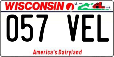 WI license plate 057VEL