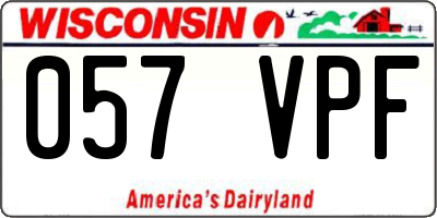 WI license plate 057VPF