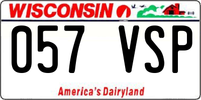 WI license plate 057VSP