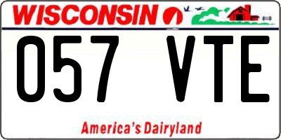 WI license plate 057VTE