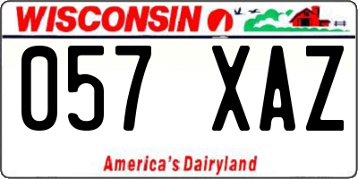 WI license plate 057XAZ