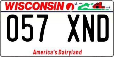 WI license plate 057XND