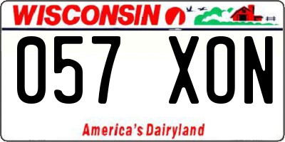 WI license plate 057XON