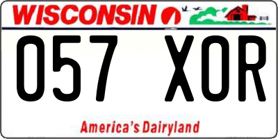 WI license plate 057XOR