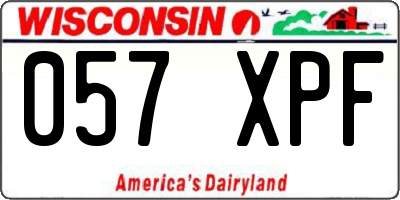 WI license plate 057XPF