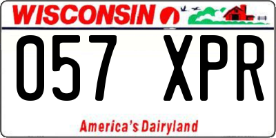 WI license plate 057XPR