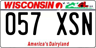 WI license plate 057XSN