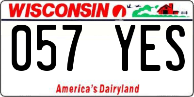 WI license plate 057YES