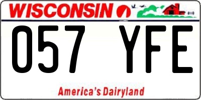 WI license plate 057YFE