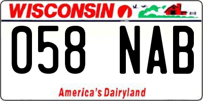 WI license plate 058NAB