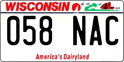 WI license plate 058NAC