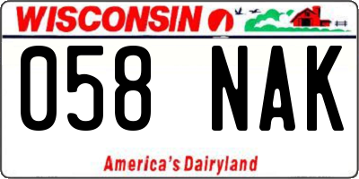 WI license plate 058NAK