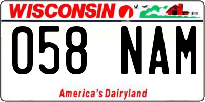 WI license plate 058NAM
