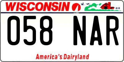 WI license plate 058NAR