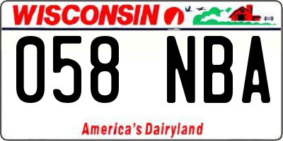 WI license plate 058NBA