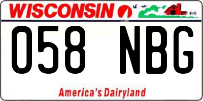 WI license plate 058NBG