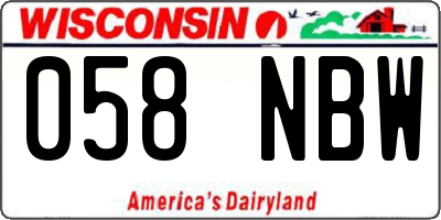 WI license plate 058NBW
