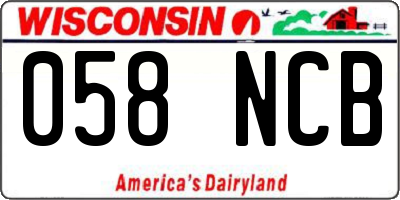 WI license plate 058NCB