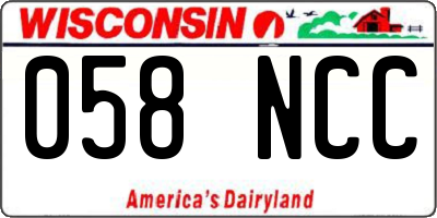 WI license plate 058NCC