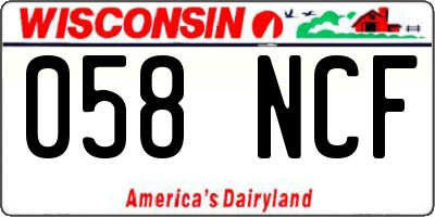 WI license plate 058NCF