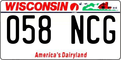 WI license plate 058NCG