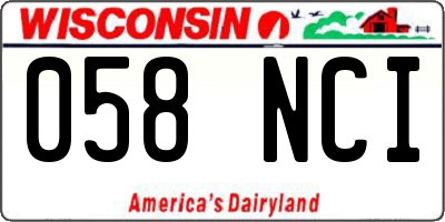 WI license plate 058NCI