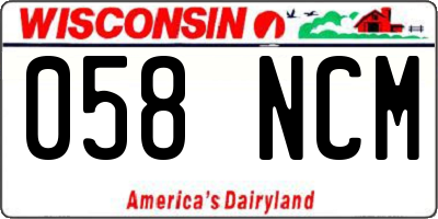 WI license plate 058NCM