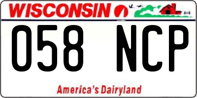 WI license plate 058NCP