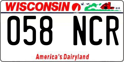 WI license plate 058NCR