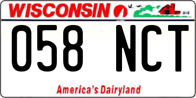 WI license plate 058NCT