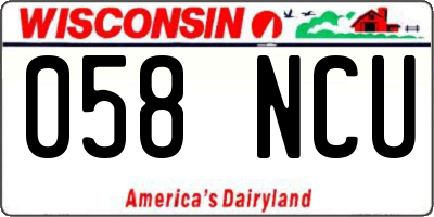 WI license plate 058NCU