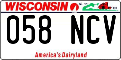 WI license plate 058NCV