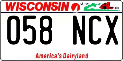 WI license plate 058NCX