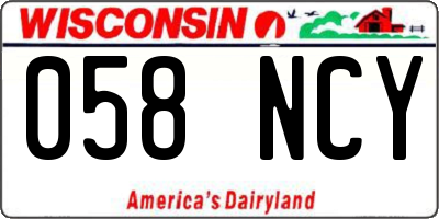 WI license plate 058NCY