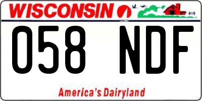 WI license plate 058NDF