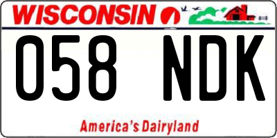 WI license plate 058NDK