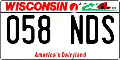 WI license plate 058NDS